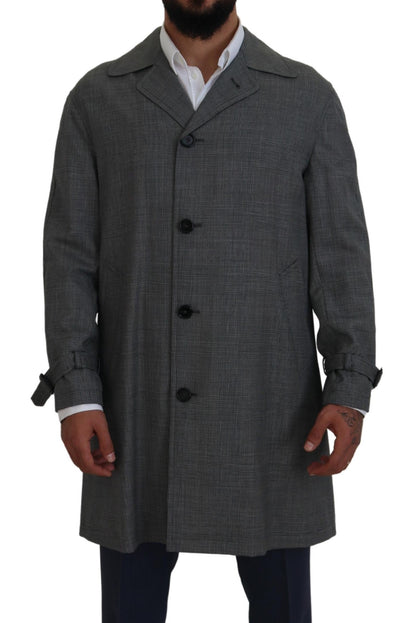 Dolce &amp; Gabbana Eleganter grau karierter Trenchcoat