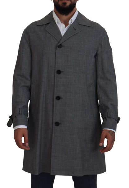 Dolce &amp; Gabbana Eleganter grau karierter Trenchcoat