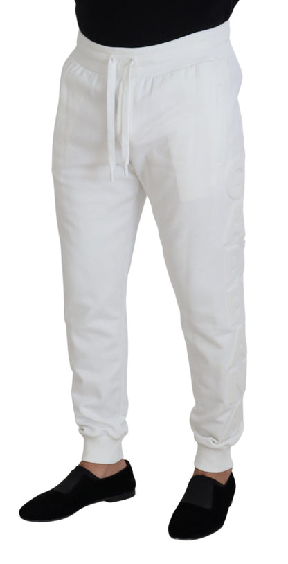 Pantaloni sportivi in ​​cotone con logo sportivo bianco