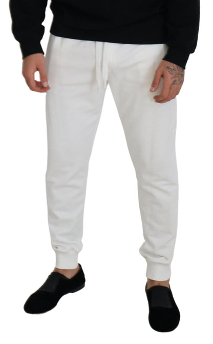 Pantaloni sportivi in ​​cotone con logo sportivo bianco