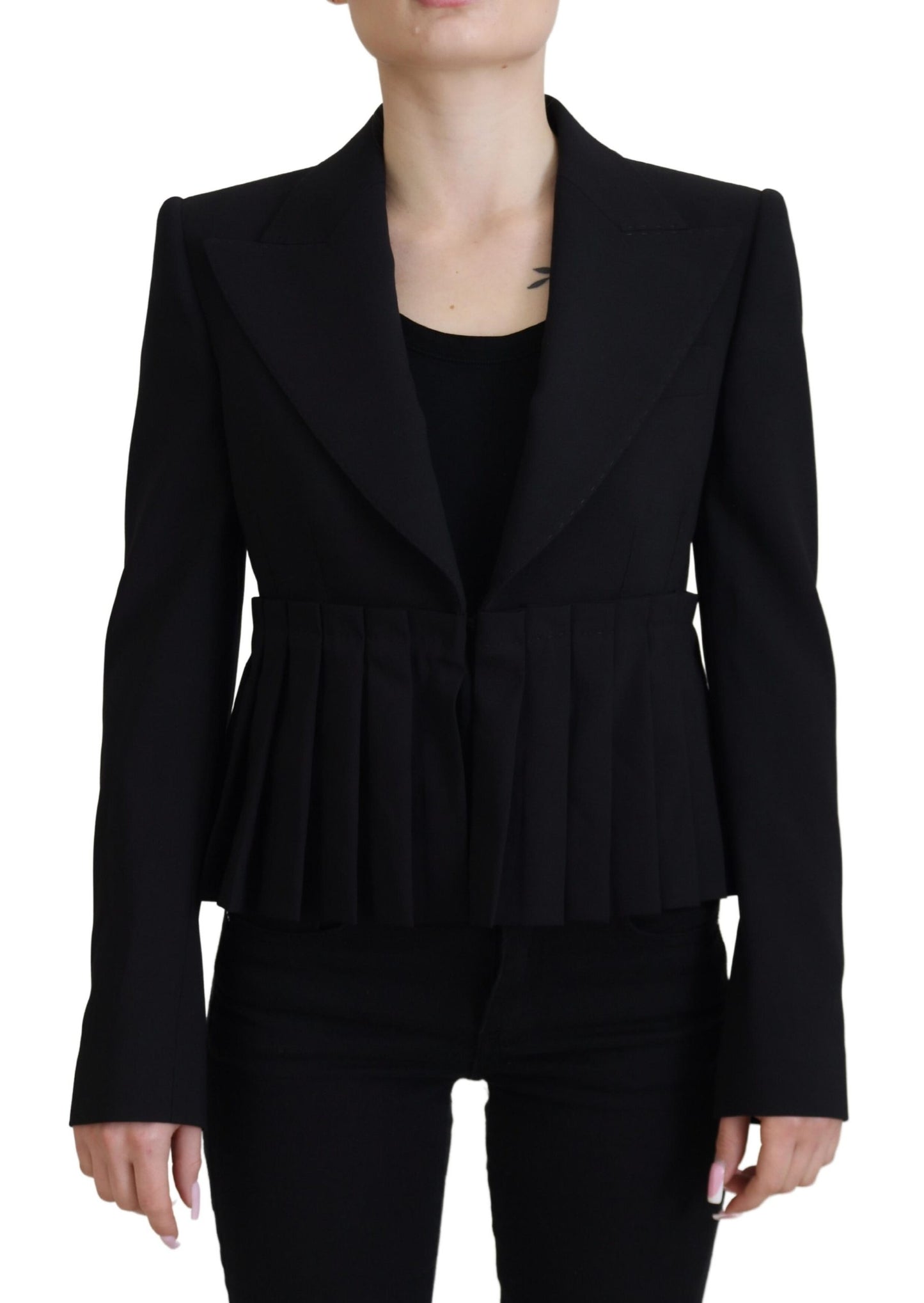 Dolce &amp; Gabbana Eleganter schwarzer Blazer aus Stretchwolle