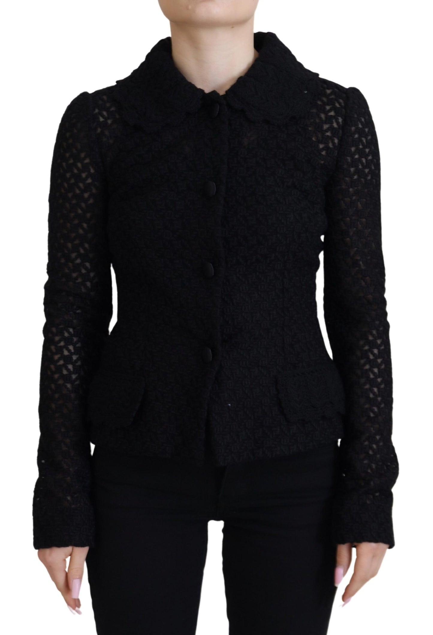 Dolce &amp; Gabbana – Elegante schwarze Button-Down-Jacke aus Wollmischung