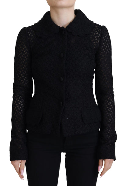 Dolce &amp; Gabbana – Elegante schwarze Button-Down-Jacke aus Wollmischung