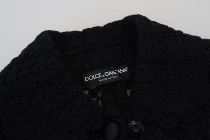 Dolce &amp; Gabbana – Elegante schwarze Button-Down-Jacke aus Wollmischung