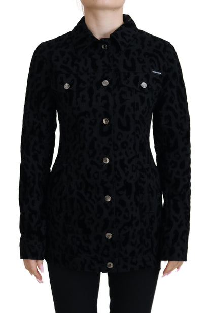 Dolce &amp; Gabbana Schicke Jeansjacke mit Leopardenmuster