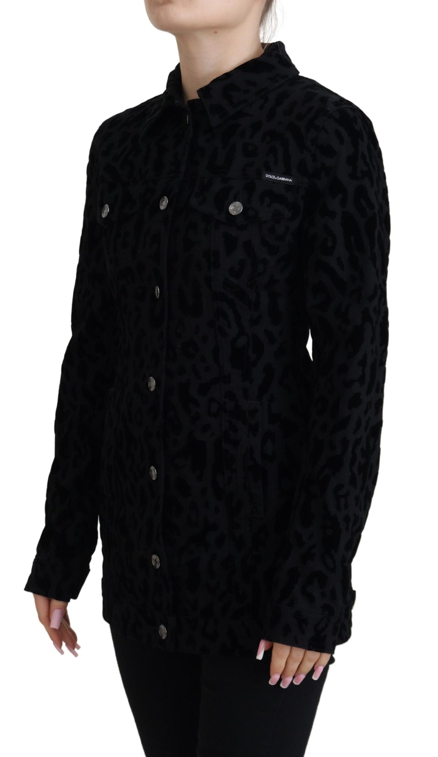 Dolce &amp; Gabbana Schicke Jeansjacke mit Leopardenmuster