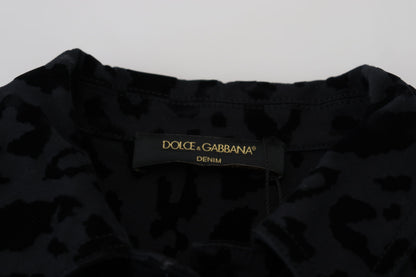 Dolce &amp; Gabbana Schicke Jeansjacke mit Leopardenmuster