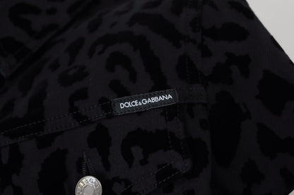 Dolce &amp; Gabbana Schicke Jeansjacke mit Leopardenmuster