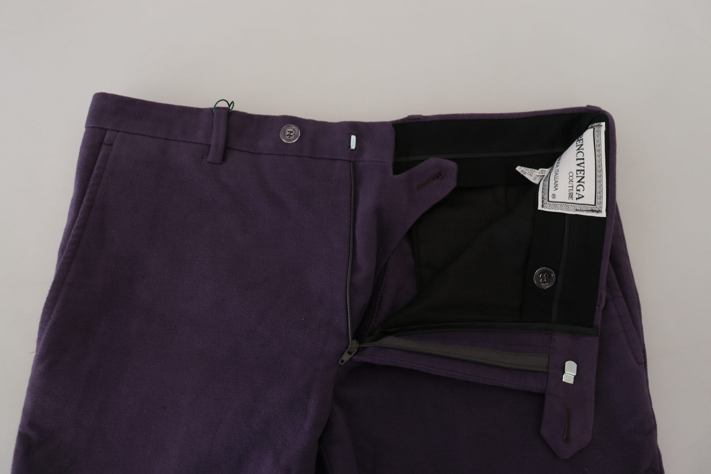 Pantaloni da uomo affusolati in puro cotone viola