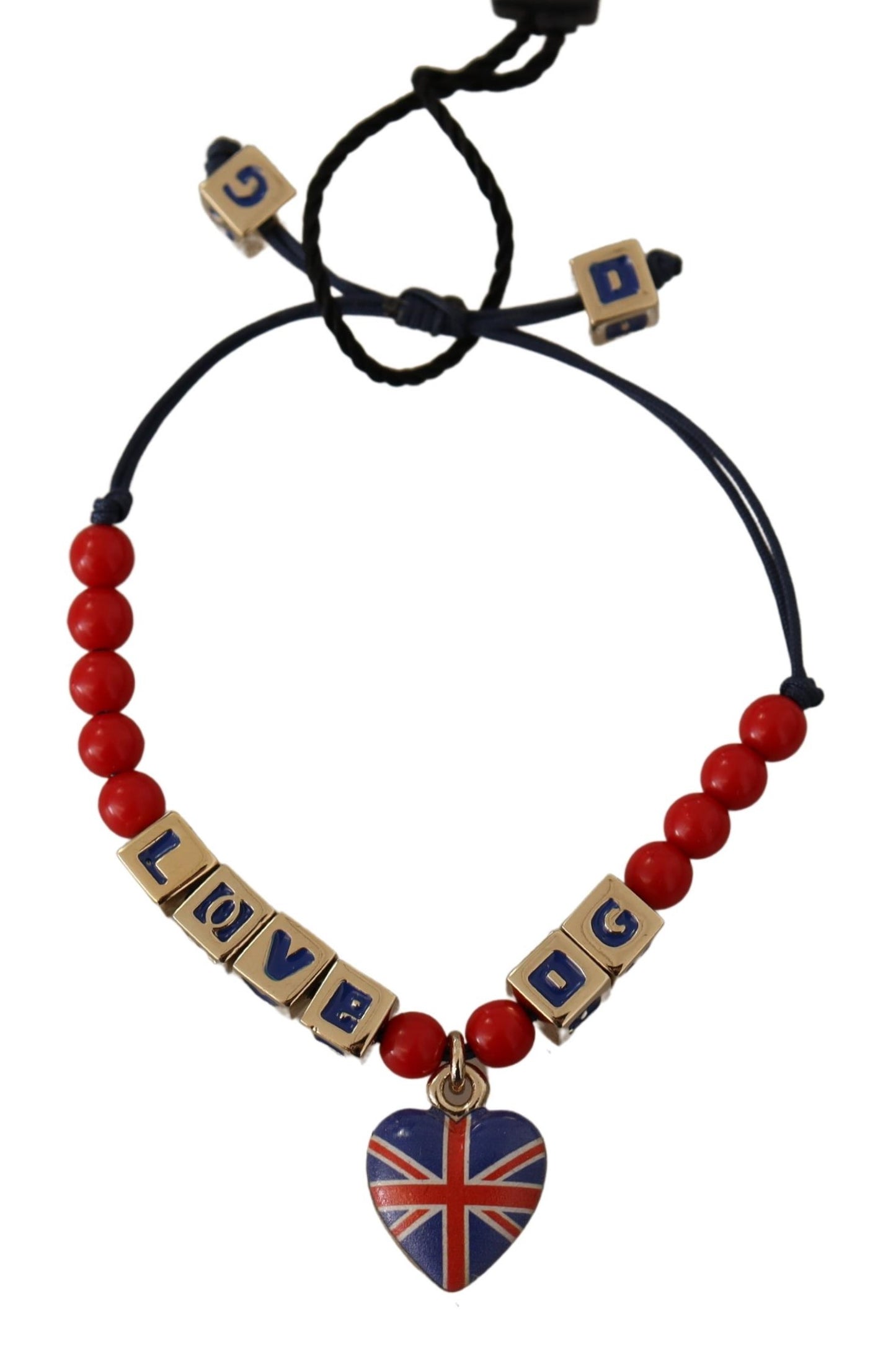 Bracciale con marchio bandiera DG LOVES LONDON con perline rosse e blu