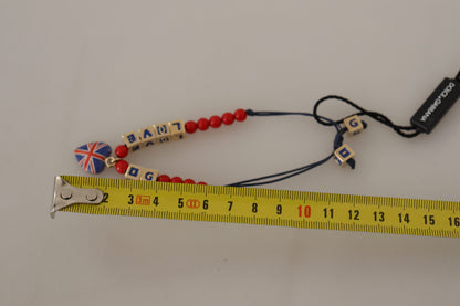 Bracciale con marchio bandiera DG LOVES LONDON con perline rosse e blu