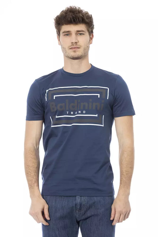 Baldinini Trend Blaues Herren-T-Shirt aus Baumwolle