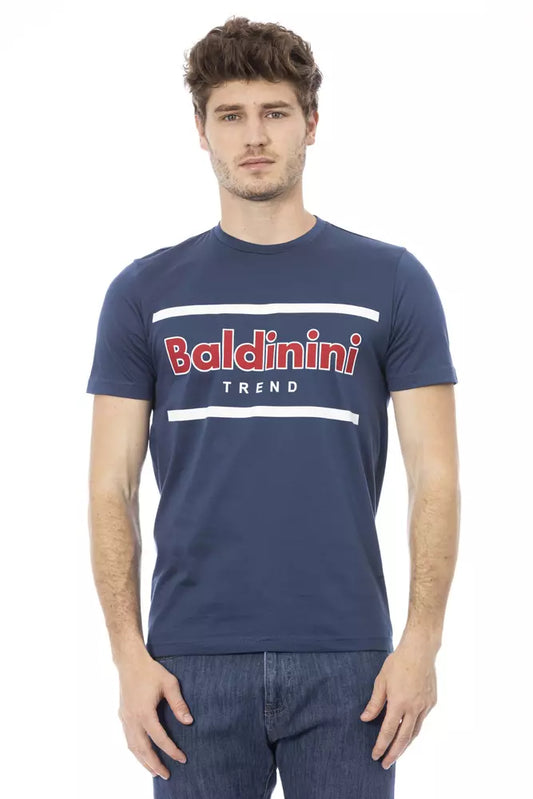 Baldinini Trend Blaues Herren-T-Shirt aus Baumwolle