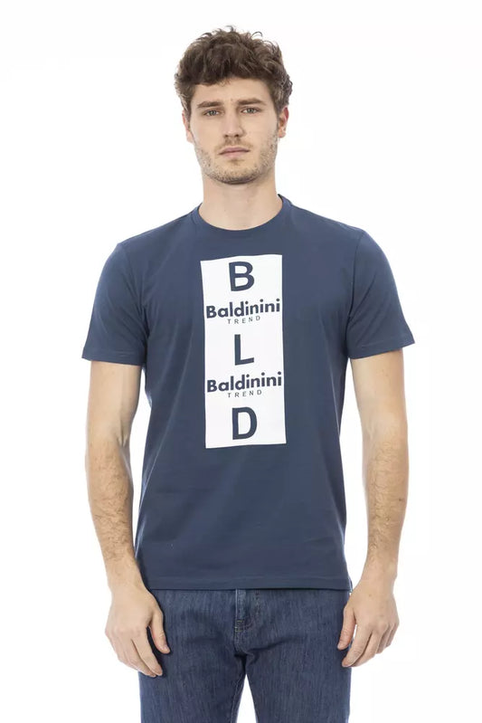 Baldinini Trend Blaues Herren-T-Shirt aus Baumwolle