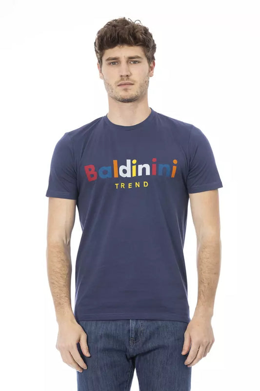 Baldinini Trend Blaues Herren-T-Shirt aus Baumwolle