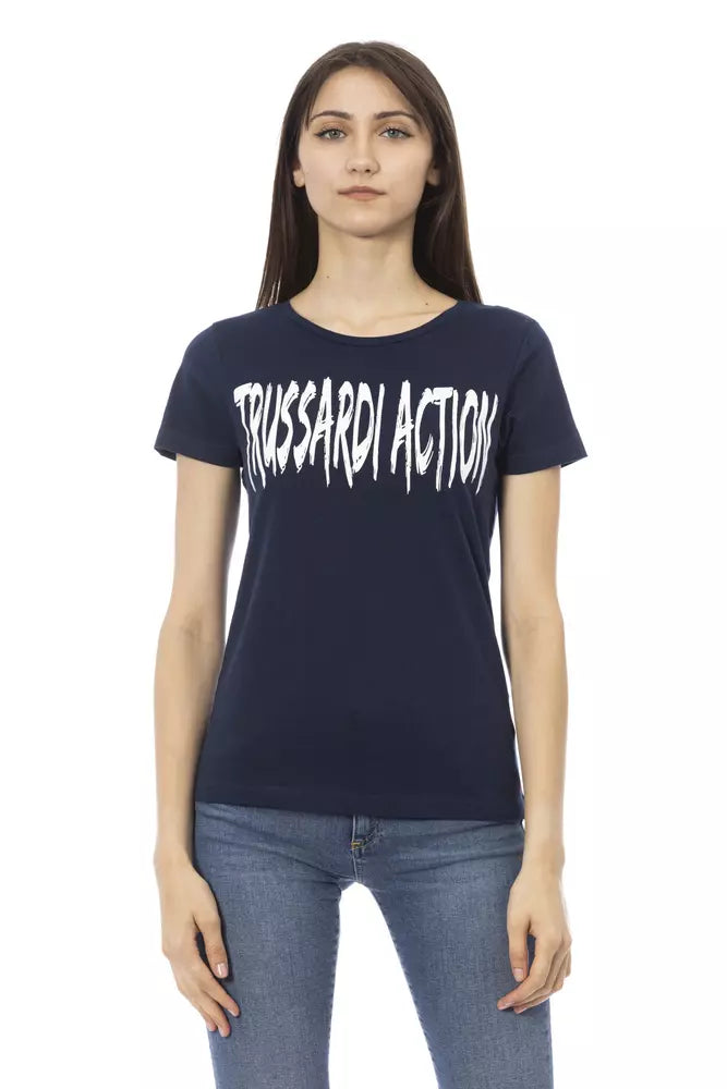 Trussardi Action Blaues Baumwoll-T-Shirt für Damen