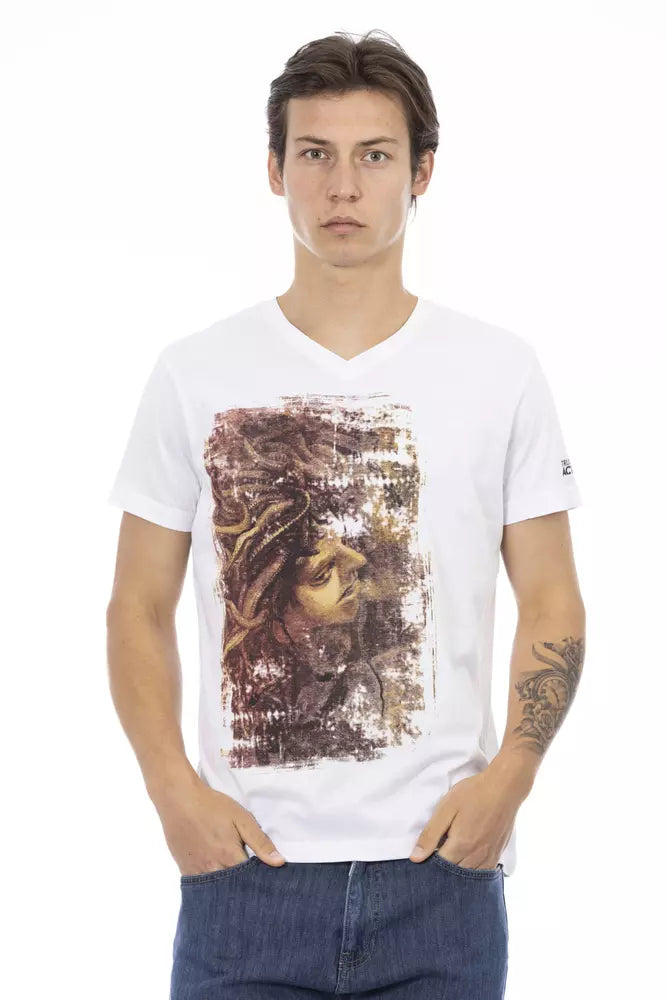 Trussardi Action Elegantes V-Ausschnitt-T-Shirt mit schickem Frontprint