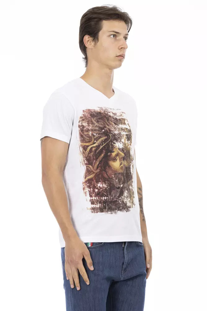 Trussardi Action Elegantes V-Ausschnitt-T-Shirt mit schickem Frontprint