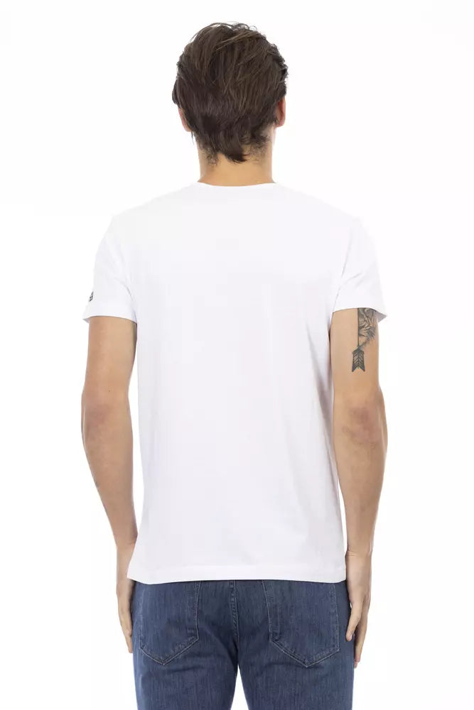 Trussardi Action – Elegantes Designer-T-Shirt mit V-Ausschnitt und schickem Frontprint