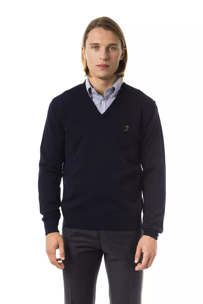 Blauer Pullover aus Merinowolle