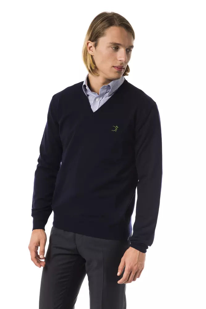 Blauer Pullover aus Merinowolle