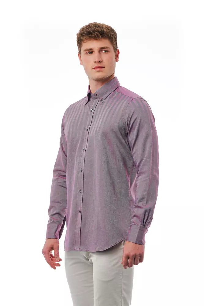 Bagutta Burgundy Cotton Men Shirt