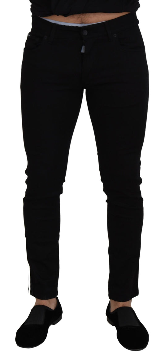 Jeans denim da uomo con corona DG in cotone nero