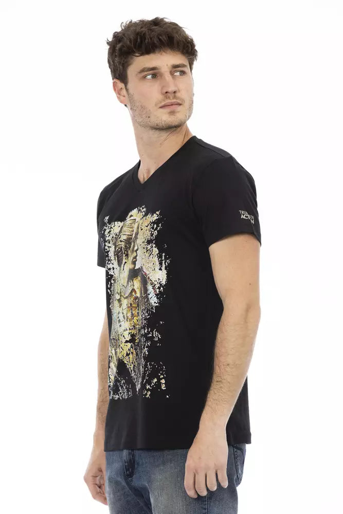 Trussardi Action Schwarzes Baumwoll-T-Shirt für Herren