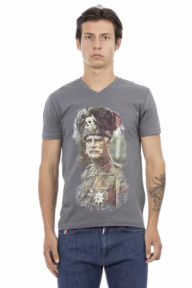 Trussardi Action Graues Herren-T-Shirt aus Baumwolle