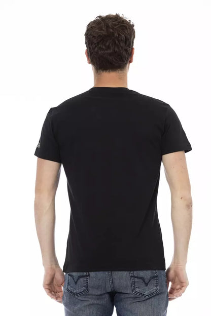 Trussardi Action Schwarzes Baumwoll-T-Shirt für Herren