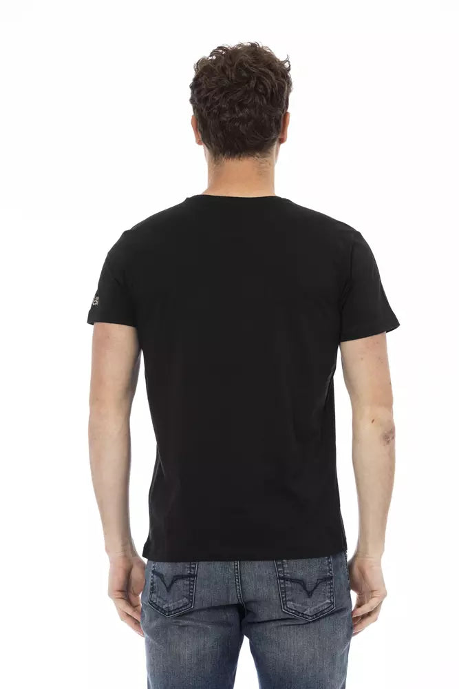 Trussardi Action Schwarzes Baumwoll-T-Shirt für Herren