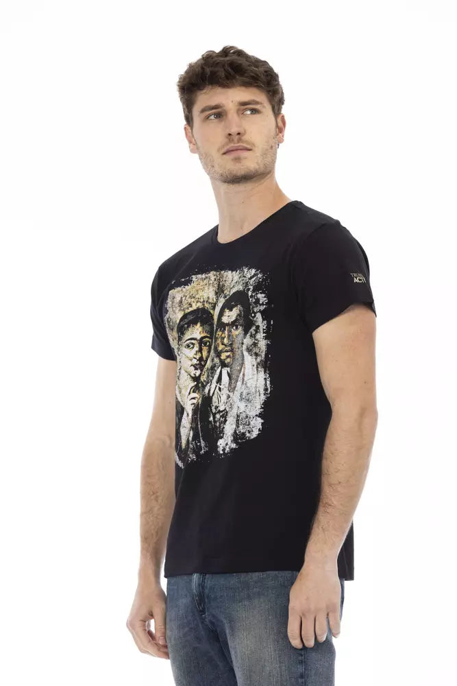 Trussardi Action Schwarzes Baumwoll-T-Shirt für Herren