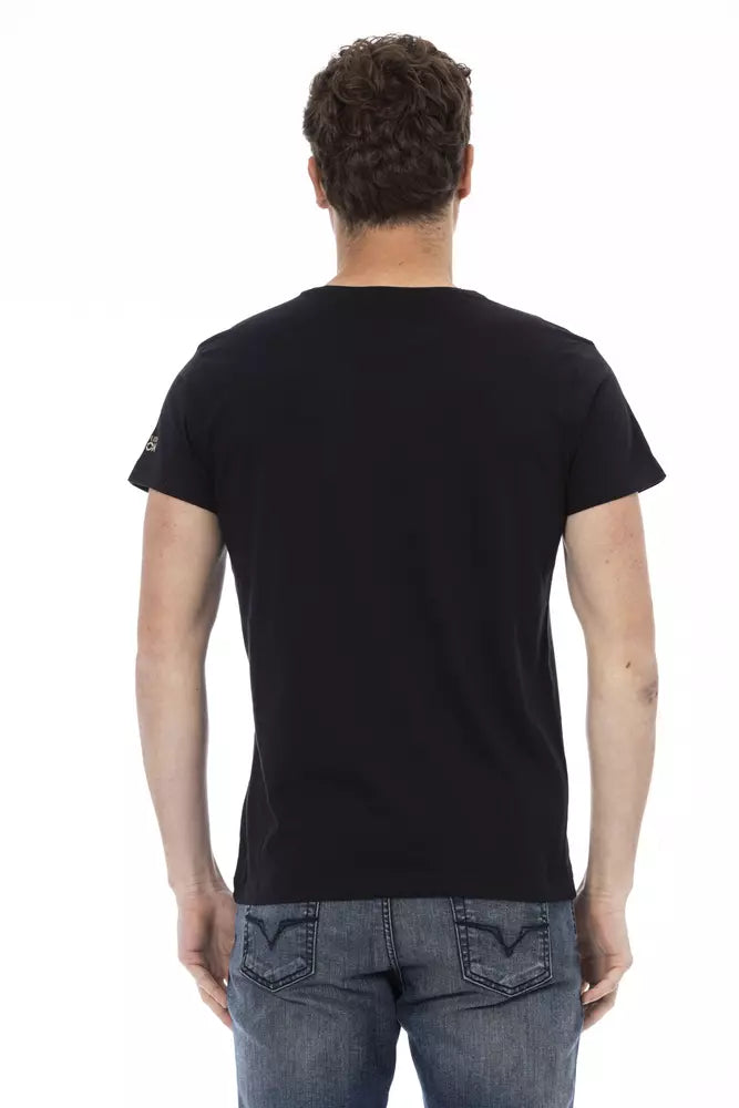 Trussardi Action Schwarzes Baumwoll-T-Shirt für Herren