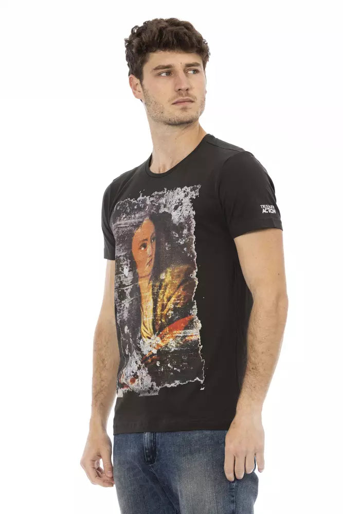 Trussardi Action Schwarzes Baumwoll-T-Shirt für Herren