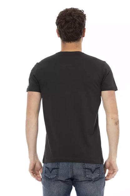 Trussardi Action Schwarzes Baumwoll-T-Shirt für Herren