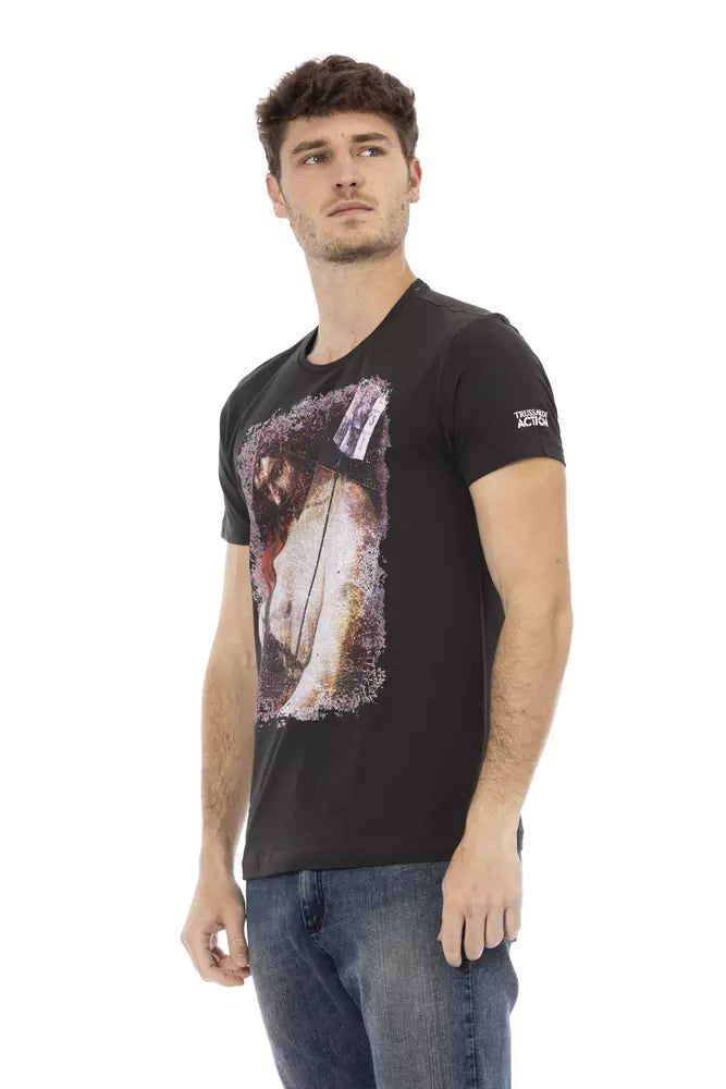 Trussardi Action Schwarzes Baumwoll-T-Shirt für Herren