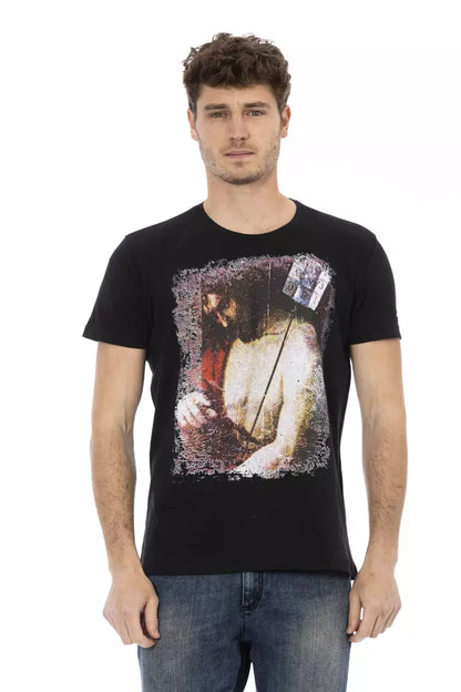 Trussardi Action Schwarzes Baumwoll-T-Shirt für Herren