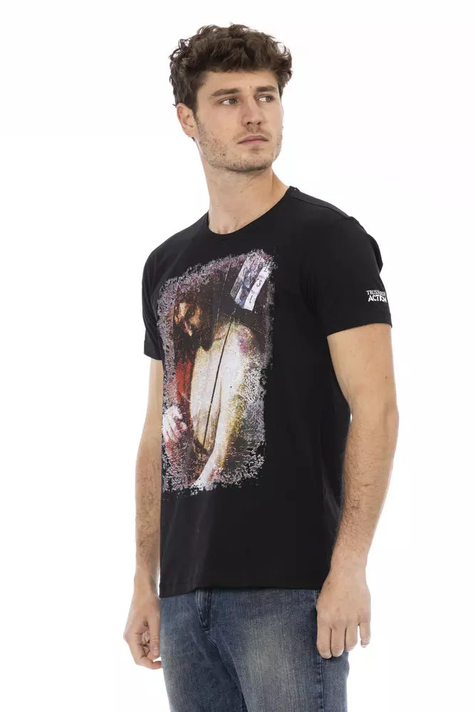 Trussardi Action Schwarzes Baumwoll-T-Shirt für Herren