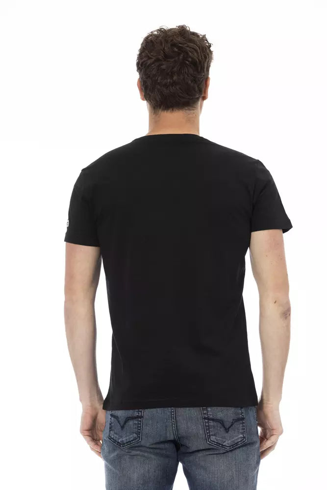 Trussardi Action Schwarzes Baumwoll-T-Shirt für Herren