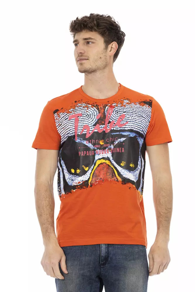 Trussardi Action „Orangefarbenes Herren-T-Shirt aus Baumwolle“