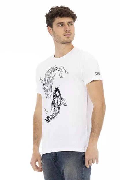 Trussardi Action Chic Weißes Baumwoll-T-Shirt mit Rundhalsausschnitt