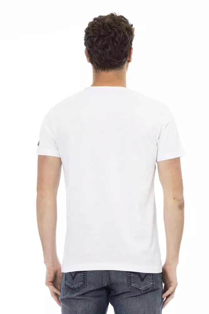 Trussardi Action Chic Weißes Baumwoll-T-Shirt mit Rundhalsausschnitt