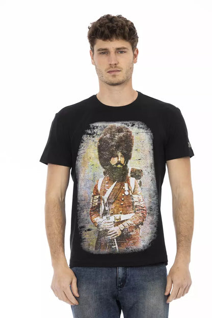 Trussardi Action Schwarzes Baumwoll-T-Shirt für Herren