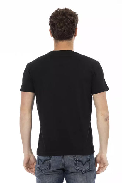 Trussardi Action Schwarzes Baumwoll-T-Shirt für Herren