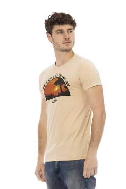 Trussardi Action Beige Cotton Men T-Shirt