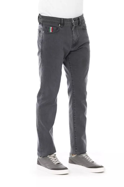 Graue Baumwolljeans und -hose