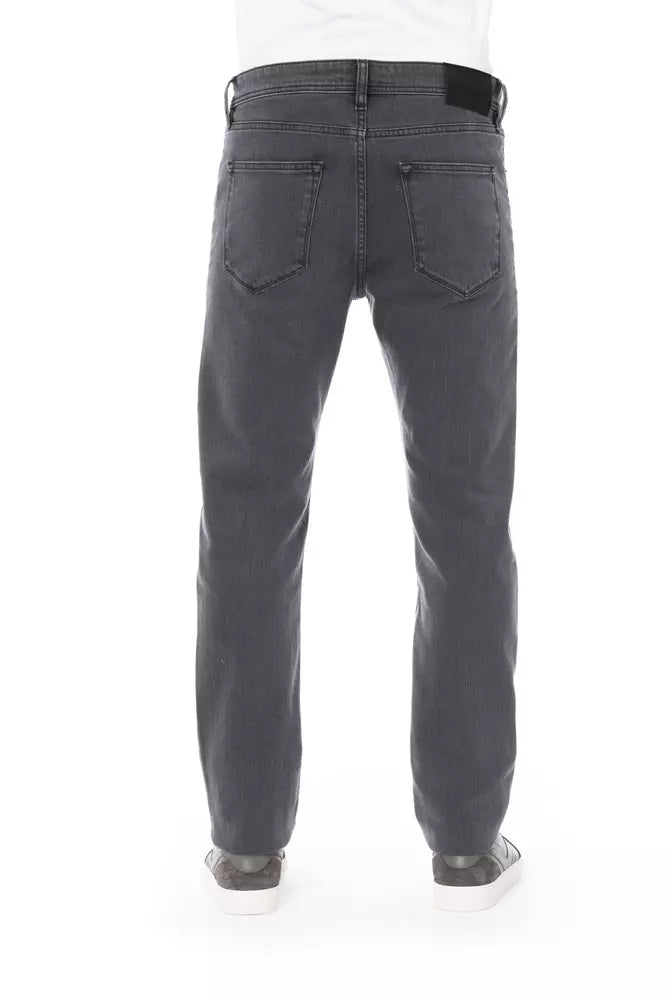 Graue Baumwolljeans und -hose