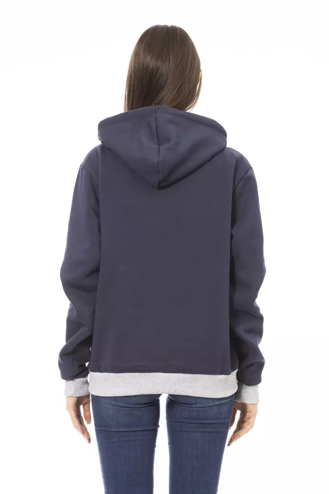 Blauer Baumwollpullover