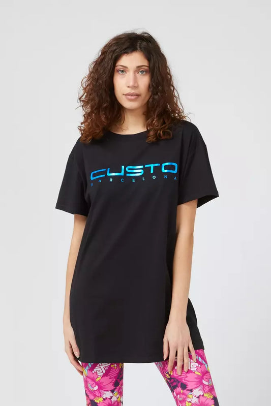 Custo Barcelona Blaues Baumwoll-T-Shirt für Damen