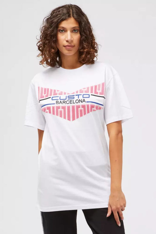 Custo Barcelona Weißes Baumwoll-T-Shirt für Damen